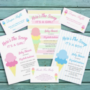Here's The Scoop Ice Cream Summer Baby Shower Invitation