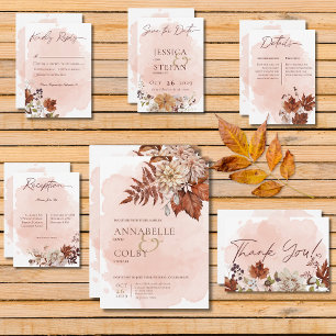 Blush Watercolor Autumn Modern RSVP Card