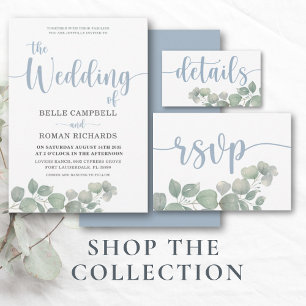 Rustic Dusty Blue RSVP Wedding Postcard