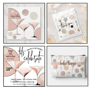 Martini Retro   Blush Pink   Ivory   Pattern Invitation