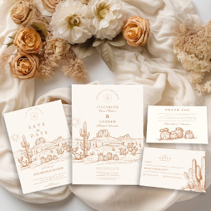 Western Boho Cactus Desert Landscape Wedding Save The Date
