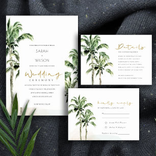Rustic Tropical Beach Palm Trees Wedding Invite