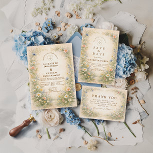 Blush Blue Countryside Wedding RSVP Card