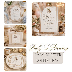 A Baby is Brewing Gingham Coffee Baby Shower Square Sticker