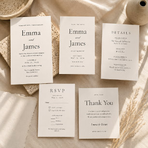 Beige Modern Minimal Wedding Invitation