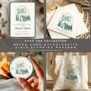 Retro Camp Bachelorette Girls Camping Weekend Gift Tags