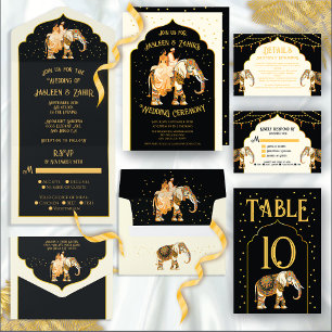 Indian Elephant lights Wedding Details info card