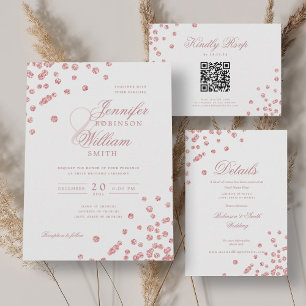 Elegant Wedding Rose Gold Glitter Confetti Themed  Acrylic Invitations
