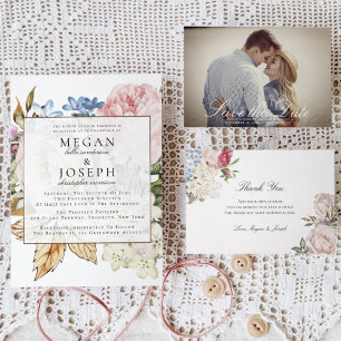 Elegant Dusty Rose Wedding Invitation