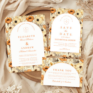 Romantic Fall Floral Wedding Thank You Card