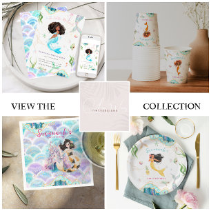 Watercolor Glitter Mermaid Birthday Napkin