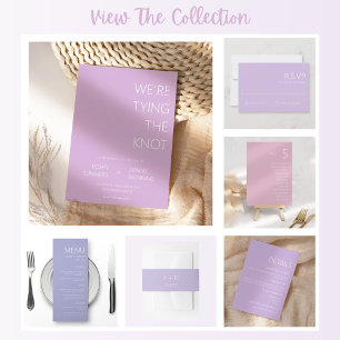 Purple Minimalist We're Tying The Knot Wedding  Invitation