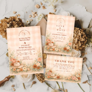Country Western Blush Floral Wedding Save The Date