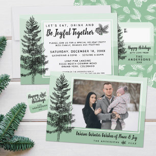 Rustic Pine Cone Mint Green Happy Holidays Square Sticker