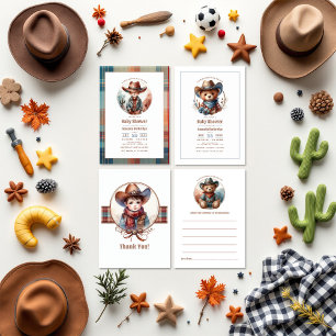 Mocha Mousse Rustic Western Cowboy Baby Shower Invitation