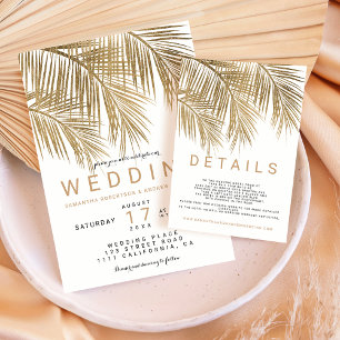Elegant modern tropical beach photography wedding invitation
