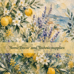 Mediterranean Lemon Lavender Botanical Elegance Cushion