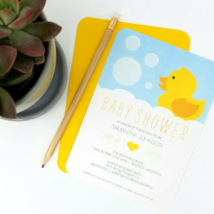 Yellow Rubber Ducky Baby Shower Invitation