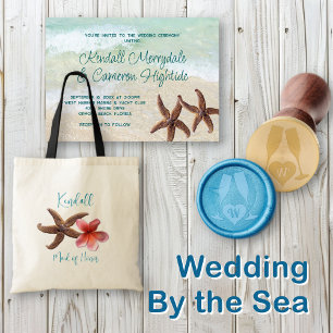 Tropical Ocean Beach Wedding Breakfast Invitation