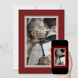 Simple modern burgundy save the date wedding  invitation