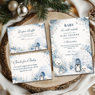 Blue Baby It’s Cold Outside Baby Shower Invitation