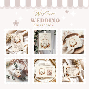 Crest  Western Country Bohemian Floral Wedding RSVP Card