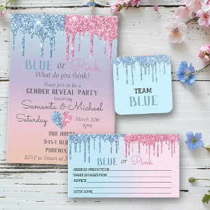  Gender Reveal Predictions Blue Boy Glitter Look  Square Sticker
