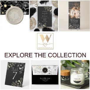 Vintage Elegant Gold Black and White Wedding All In One Invitation