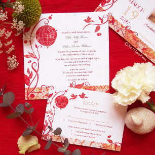 Bird Theme Refined Boho Wedding Invitation