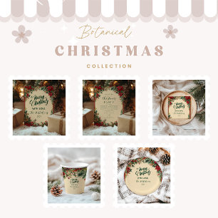 Rustic Red Poinsettia Holiday Party Paper Plate