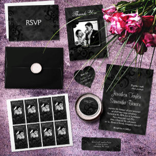 Black Floral Chalkboard Small Return Address Label