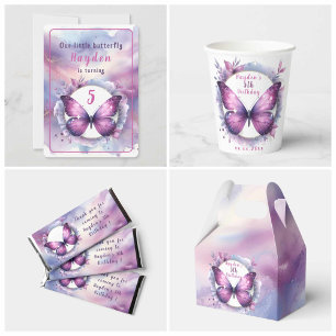 Purple Glitter Butterfly - Birthday Invitation