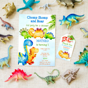 Cute Baby dinosaurs toddler birthday party  Invitation