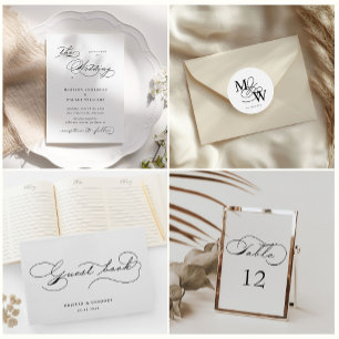 Luxurious Typography Wedding Monogram Classic Round Sticker