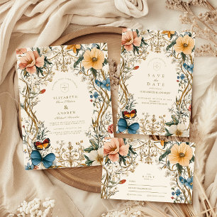 Forest Floral Fern Wedding Invitation