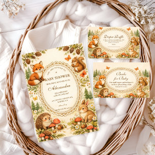 Whimsical Woodland Animals Diapper Raffle Enclosure Card