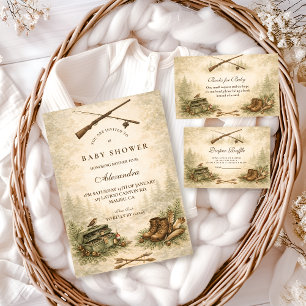 Little Hunter Woodland Adventure Baby Shower Invitation