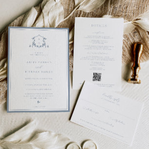 Timeless Vines Monogram Wedding Crest Invitation