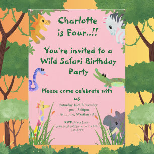 Wild Safari Birthday Party Invitation