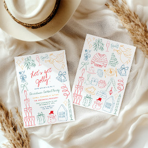 Quirky Colorful Jingle Mingle Cocktail Christmas Invitation