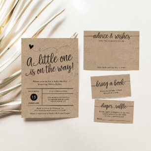 Rustic Script Kraft Hello Baby Sip and See Shower Invitation