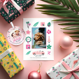 Tropical Palm Tree Christmas Pink Convertible Labe Return Address Label