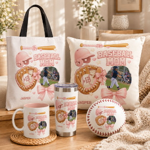 Baseball Mum Photo Pink Coquette Sports Tote Bag