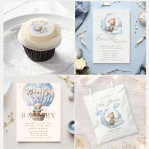 Teddy Bear Moon Over the Moon Baby Shower Invitation