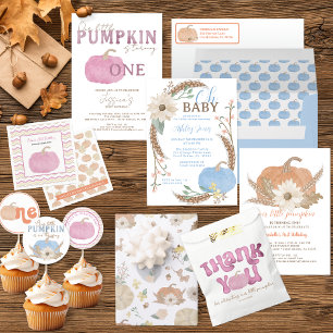 Fall Pumpkin 1st Birthday Party Invitation