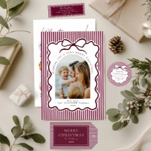 Elegant Bordeaux Burgundy Merry Christmas  Classic Round Sticker