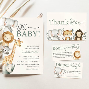 Greenery Jungle Safari Animals Books For Baby Enclosure Card