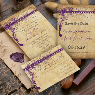 Renaissance Mediaeval Gold Wedding Invitations