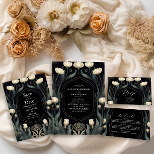 Decorative European Floral Art Nouveau Wedding Invitation