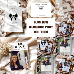 Black Bow Graduation Party  Return Address Label